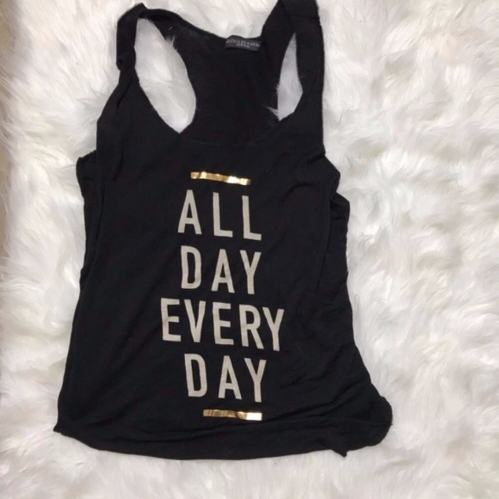 Recycled Karma Tank‎ Top Womens Large Black Graphic All Day Every Day Racerback